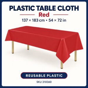 Plastic Table Cloth (137cm x 183cm) - Red