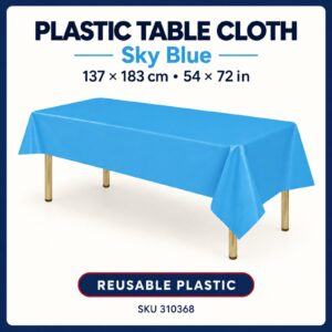 Plastic Table Cloth (137cm x 183cm) - Sky Blue