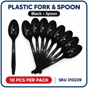 Plastic Fork & Spoon (10pcs/pack) - Black, Spoon
