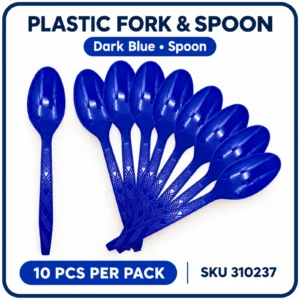Plastic Fork & Spoon (10pcs/pack) - Dark Blue, Spoon