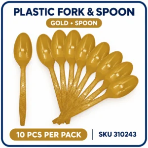 Plastic Fork & Spoon (10pcs/pack) - Gold, Spoon