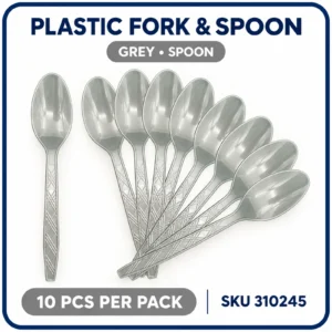 Plastic Fork & Spoon (10pcs/pack) - Grey, Spoon