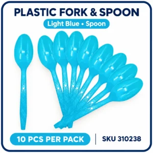 Plastic Fork & Spoon (10pcs/pack) - Light Blue, Spoon