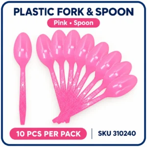 Plastic Fork & Spoon (10pcs/pack) - Pink, Spoon