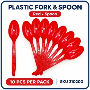 Plastic Fork & Spoon (10pcs/pack) - Red, Spoon
