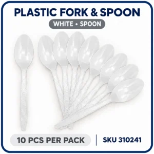 Plastic Fork & Spoon (10pcs/pack) - White, Spoon