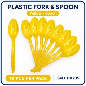 Plastic Fork & Spoon (10pcs/pack) - Yellow, Spoon