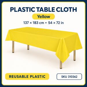 Plastic Table Cloth (137cm x 183cm) - Yellow