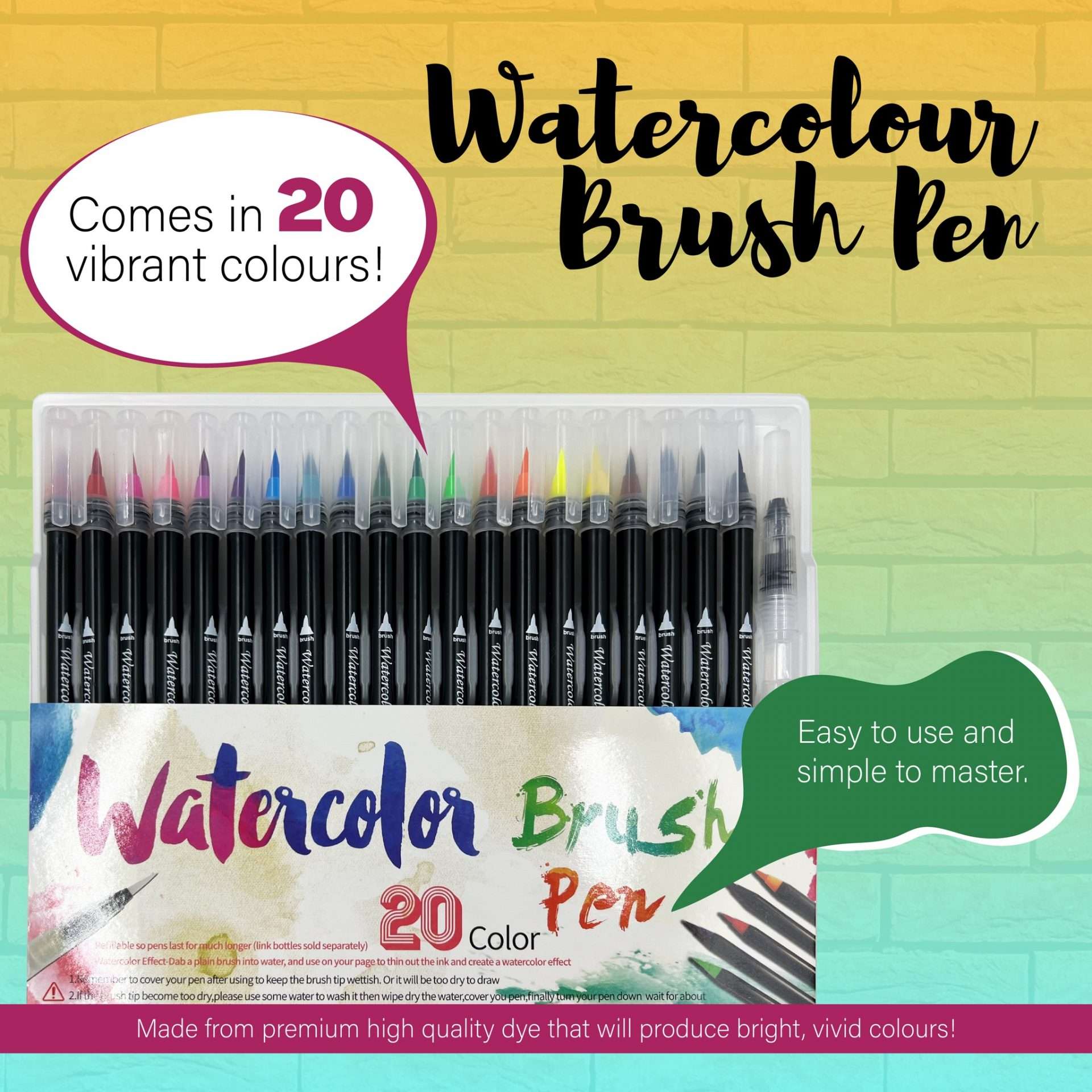 Watercolour Brush Pen (20 Colours) - Image 8