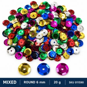Sequin Assorted 20g - Mixed, Round 6mm