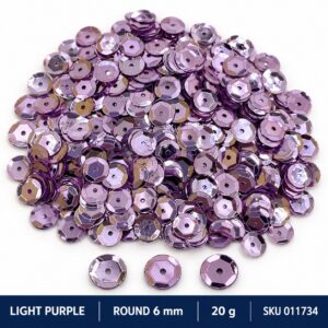 Sequin Assorted 20g - L.Purple, Round 6mm