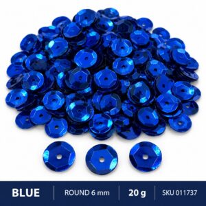 Sequin Assorted 20g - Blue, Round 6mm