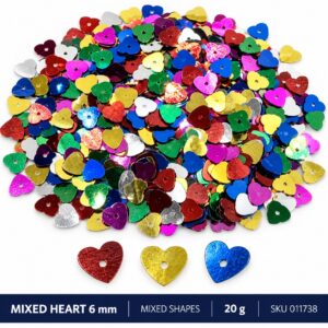 Sequin Assorted 20g - Mixed Heart 6mm, Mix