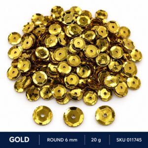 Sequin Assorted 20g - Gold, Round 6mm