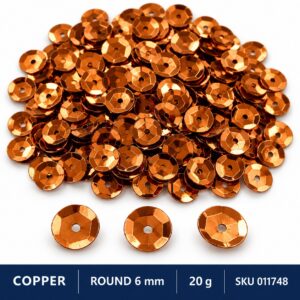Sequin Assorted 20g - Copper, Round 6mm