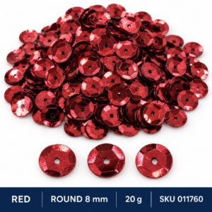 Sequin Assorted 20g - Red, Round 8mm
