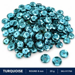 Sequin Assorted 20g - Turquoise, Round 8mm