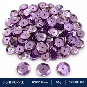 Sequin Assorted 20g - L.Purple, Round 8mm