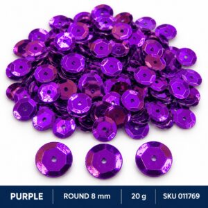Sequin Assorted 20g - Purple, Round 8mm