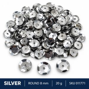 Sequin Assorted 20g - Silver, Round 8mm