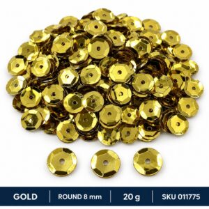 Sequin Assorted 20g - Gold, Round 8mm