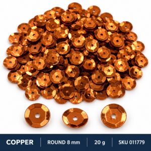 Sequin Assorted 20g - Copper, Round 8mm