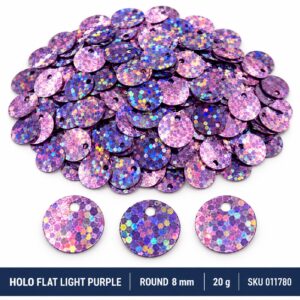 Sequin Assorted 20g - Holo Flat L.purple, Round 8mm