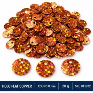 Sequin Assorted 20g - Holo Flat Copper, Round 8mm