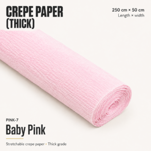 Crepe Paper (Thick) 250cm x 50cm - Pink-7 (Baby Pink)
