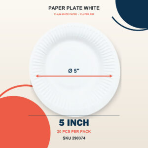 Paper Plate White (20pcs/pkt) - 5"