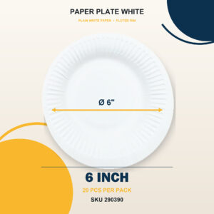 Paper Plate White (20pcs/pkt) - 6"
