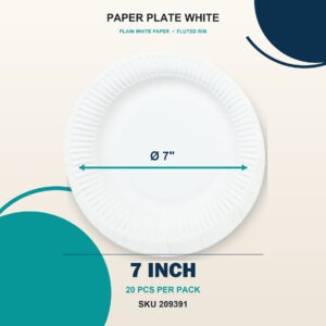 Paper Plate White (20pcs/pkt) - 7"