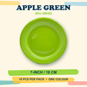 Paper Plates 7" (Coloured) 10Pcs/Pkt - Apple Green