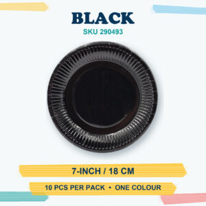 Paper Plates 7" (Coloured) 10Pcs/Pkt - Black
