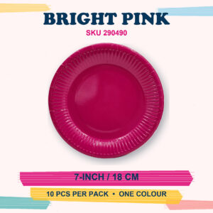 Paper Plates 7" (Coloured) 10Pcs/Pkt - Bright Pink