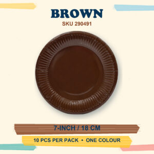 Paper Plates 7" (Coloured) 10Pcs/Pkt - Brown