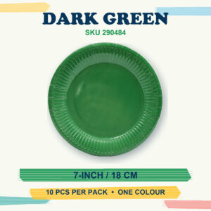 Paper Plates 7" (Coloured) 10Pcs/Pkt - Dark Green