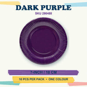 Paper Plates 7" (Coloured) 10Pcs/Pkt - Dark Purple