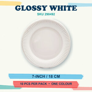 Paper Plates 7" (Coloured) 10Pcs/Pkt - Glossy White