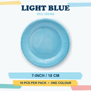 Paper Plates 7" (Coloured) 10Pcs/Pkt - Light Blue