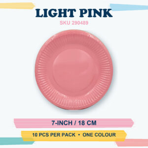 Paper Plates 7" (Coloured) 10Pcs/Pkt - Light Pink