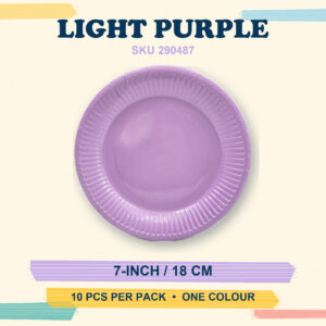 Paper Plates 7" (Coloured) 10Pcs/Pkt - Light Purple