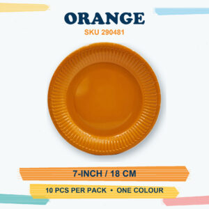 Paper Plates 7" (Coloured) 10Pcs/Pkt - Orange