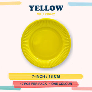 Paper Plates 7" (Coloured) 10Pcs/Pkt - Yellow