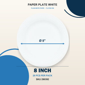 Paper Plate White (20pcs/pkt) - 8"