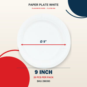 Paper Plate White (20pcs/pkt) - 9"