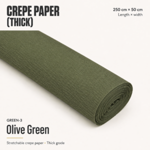 Crepe Paper (Thick) 250cm x 50cm - GREEN-3 (Olive Green)