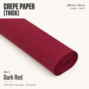 Crepe Paper (Thick) 250cm x 50cm - RED-2 (Dark Red)