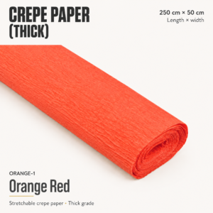 Crepe Paper (Thick) 250cm x 50cm - ORANGE-1 (Orange Red)