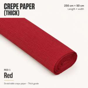 Crepe Paper (Thick) 250cm x 50cm - RED-1 (Red)